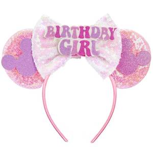 lot 2154 image: LYLIN Birthday Mouse Ears Headband, Pink, Adjustable, One Size