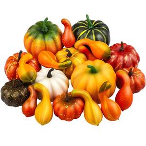 lot 2168 image: Elcoho 20 Pieces Artificial Pumpkins and Gourds Set Assorted Sizes 2 to 4 Inch