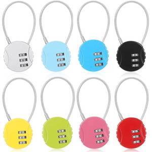 lot 2220 image: Moxweyeni Cable Padlock 3 Digit Combination 8 Pack Multi Color