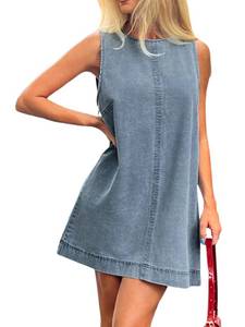 lot 2235 image: Milumia Womens Denim Mini Dress Crew Neck Sleeveless