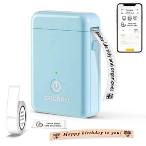 lot 2247 image: ORGBRO Label Maker Bluetooth Thermal Printer with Tape X1 Blue