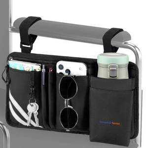 lot 2254 image: NovaAid Senior Wheelchair Side Bag with Cup Holder, Water-Resistant, Black