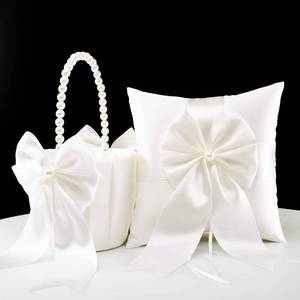 lot 2256 image: ATAILOVE Flower Girl Basket and Ring Bearer Pillow Set Ivory