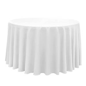 lot 2262 image: Obstal Round Tablecloth 108 Inch Diameter White Water Resistant Polyester