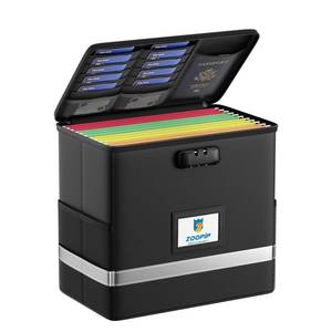 lot 2263 image: ZOOPIP Fireproof Letter Size File Box with Combination Lock, Black