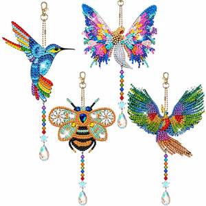 lot 2268 image: GOOTXUSK Diamond Painting Kit Window Suncatcher Wind Chime 4-Pack Ages 8-12