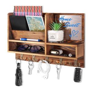 lot 5625 image: ClyraStor Wall Mount Key Holder with Mail Organizer, 10 Hooks, 15.7 x 10.2 Inch