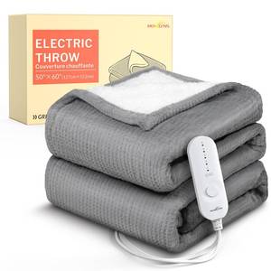 lot 5627 image: HOMLYNS Heated Throw Blanket 5 Heat Settings 3 Hour Timer Grey