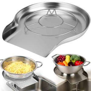 lot 5630 image: Palksky Colander Strainer Self Drainer Base Plate Stainless Steel 10.4 x 9.2