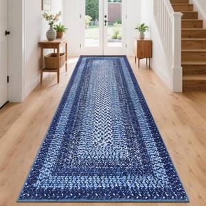lot 5631 image: LUXLOOM Printed Washable Area Rug 4x6 Navy Blue