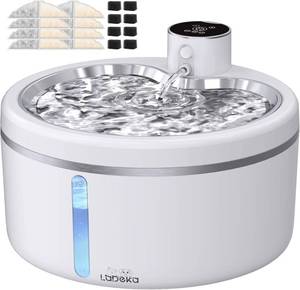 lot 5634 image: LABEKA Wireless Cat Water Fountain 84oz2.5L with Stainless Steel Tray