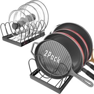 lot 5639 image: NomNest Pot Lid Organizer Under Cabinet 2 Pack 16 Adjustable Dividers