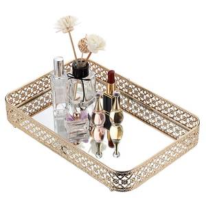 lot 5644 image: ELLDOO Gold Mirrored Vanity Tray Perfume Makeup Organizer Medium Size