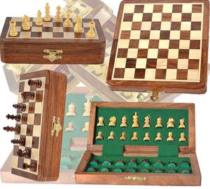 lot 5654 image: ChessBazar Magnetic Travel Chess Set Staunton 7x7 Inch Folding Board Rosewood