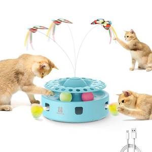 lot 5658 image: Potaroma 3-in-1 Automatic Interactive Cat Toy Feather Butterfly Ball Track Blue