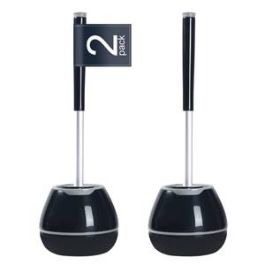 lot 5665 image: BOOMJOY Silicone Toilet Bowl Brush and Holder 2 Pack Black & Grey