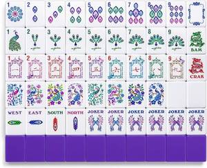 lot 5674 image: Binood Peacock American Mahjong Set 160 Purple Acrylic Carved Tiles  Retail $219.99