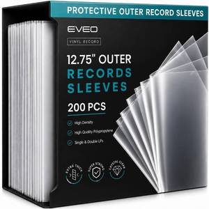 lot 5686 image: EVEO Vinyl Record Outer Sleeves 200 Pack 12.75 x 12.75 Inch 3 Mil Clear