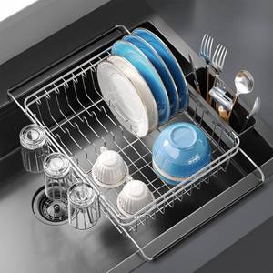 lot 5691 image: Delamu Over The Sink Dish Drying Rack Stainless Steel 13.5-20.2 In