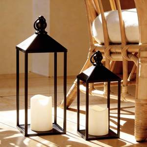 lot 5698 image: Perfnique Black Metal Decorative Lanterns Set of 2 with Flameless LED Candles