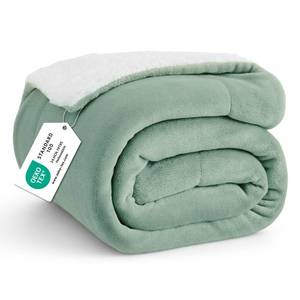 lot 5699 image: Bedsure Sherpa Fleece Throw Blanket Non-Heated 50x60 Inches Sage Green