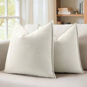 lot 5710 image: MIULEE Pack of 2 Cream White Decorative Chenille Pillow Covers 20x20 Inch