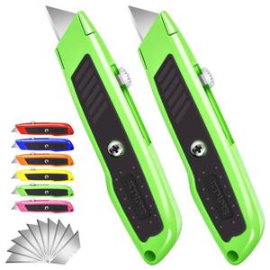 lot 5711 image: Jetmore Retractable Box Cutter Utility Knife, 2 Pack, Green