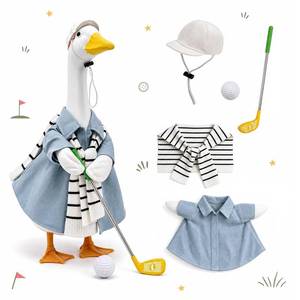 lot 6129 image: ZALMUNIA Golf Porch Goose Outfit 5-Piece Set for 23in Lawn Goose Statue