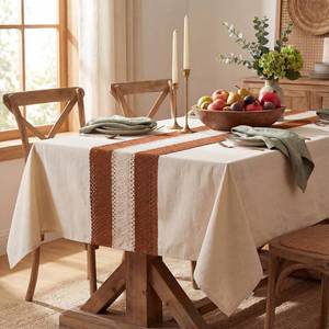 lot 6142 image: Horaldaily Fall Caramel Tablecloth 52x70 Inch Rectangular Heavy Weight