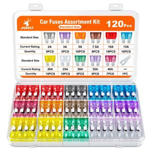 lot 6145 image: Jorest 120 Pcs Standard Car Fuse Assortment Kit 2A-40A with Fuse Puller
