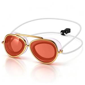 lot 6152 image: Sabary Swim Goggles Red Lens Adult Retro Pilot Style