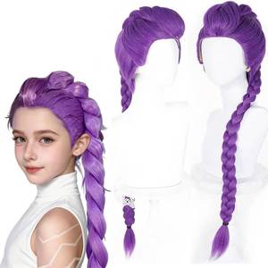 lot 6208 image: PORSMEER Costume Rumi Cosplay Wig Long Straight Purple Braided