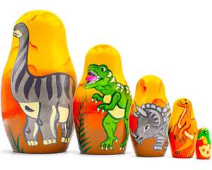 lot 6215 image: AEVVV Dinosaur Nesting Dolls  Wooden Matryoshka Figurines (only 4)