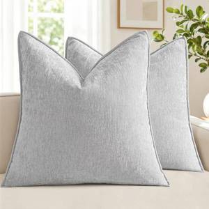 lot 6224 image: MIULEE Chenille Couch Pillow Covers 18x18 Ultimate Gray