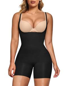 lot 6253 image: SHAPERX Womens Tummy Control Shapewear Bodysuit Mid Thigh Black XXSXS SZ5258