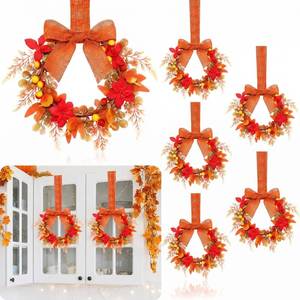 lot 6260 image: Dingion Thanksgiving Mini Cabinet Wreath 6 Pack 6 Inch Fall Decor