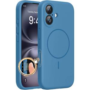 lot 6272 image: Miracase Liquid Silicone MagSafe Phone Case for iPhone 16 Capri Blue