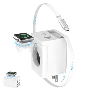 lot 6292 image: BLESSOURCE 4-in-1 30W Retractable USB-C Wall Charger with Apple Watch Charger