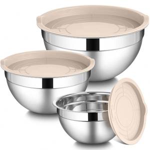 lot 7734 image: LIANYU Stainless Steel Mixing Bowls with Lids 3 Piece Set 1.5QT 3QT 4.6QT