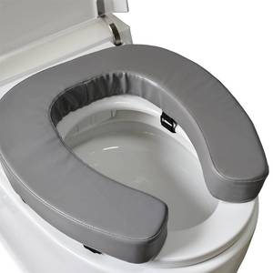 lot 7741 image: DOMSCIEN Padded Toilet Seat Cushion U-Shape 2-Inch Waterproof Grey