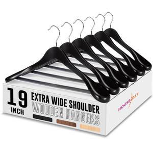 lot 7749 image: House Day Wooden Suit Hangers 19 Inch 6 Pack Black