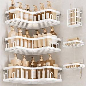 lot 7751 image: Veken Large Capacity Corner Shower Caddy 6-Pack Rust-Resistant
