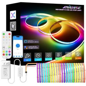 lot 7755 image: MIWISE RGB COB LED Strip Light 32.8ft WS2811 Addressable 24V