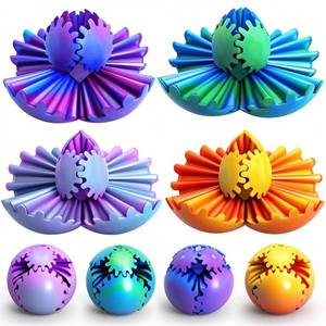 lot 8009 image: Wagkew 4 Pack 3D Printed Gear Ball Fidget Toy 2.6 Inch