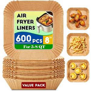 lot 8018 image: RTTHEL Air Fryer Liners 8 Inch Square Disposable 600 Count