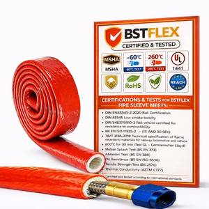 lot 8020 image: BSTFLEX Silicone Coated Fiberglass Fire Sleeve 2 ID x 5FT Red