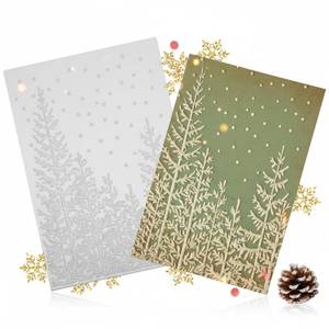 lot 8022 image: Embossing Folder Christmas Tree Woodland Pattern 6.9 x 4.9 in