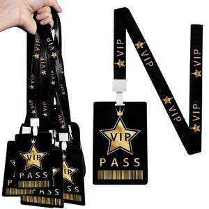 lot 8040 image: LBLNUGURI VIP Badge Lanyards with VIP Pass Cards, 50 Sets, Black and Gold