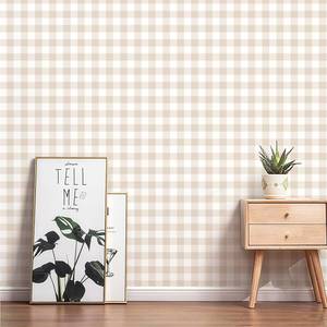 lot 8058 image: Plaid Peel and Stick Wallpaper Beige 17.7 x 393