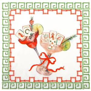 lot 8071 image: AllReal Paper Cocktail Napkins 100 Pcs Christmas in July Mahjong Design